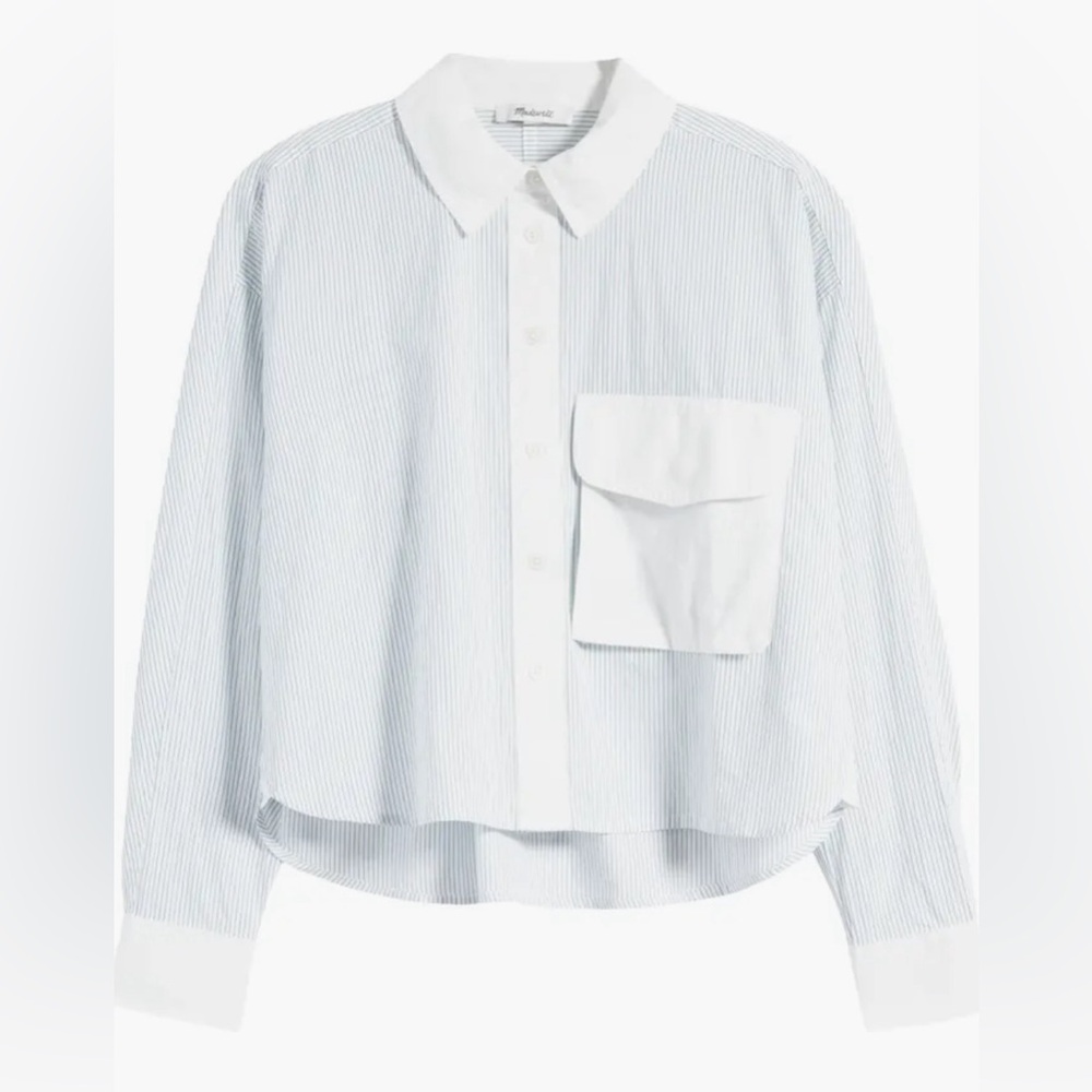 Madewell Utility Cropped Button Up Shirt with Pocket Size XL